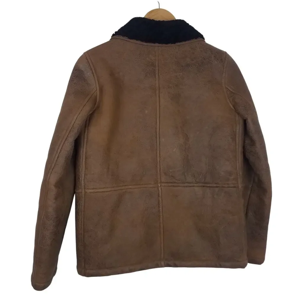 Marni | Brown Leather & Sheepskin Jacket Black Collar 40 Small
